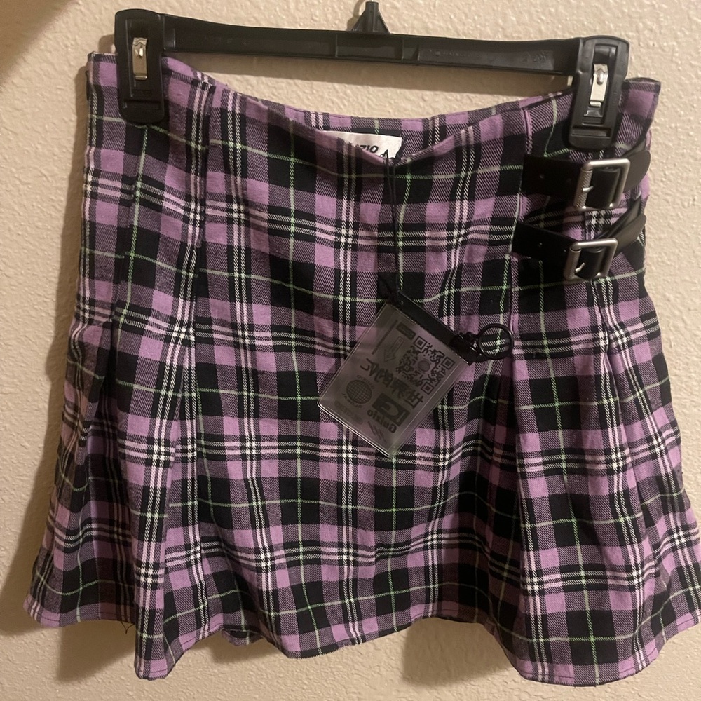 Danielle Guizio Plaid Mini Skirt.